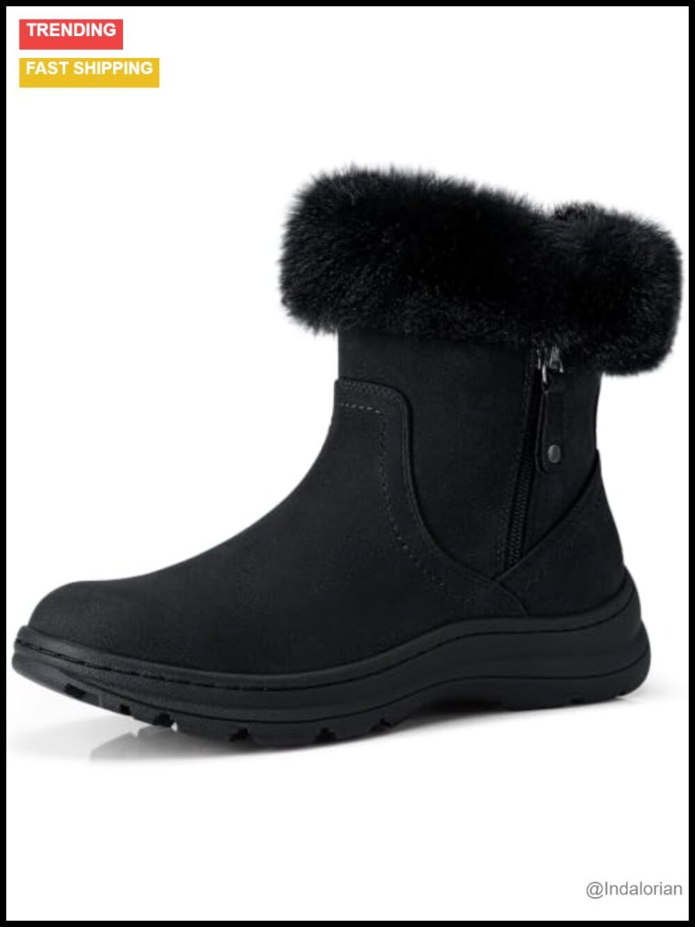 Women's Fur Lined Ankle Winter Boots Comfortable Cushioned Side Zip